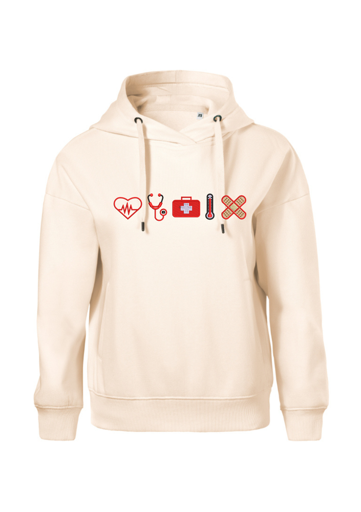 TWC On Duty Hoodie – Hanorac Dama cu Simboluri Medicale, Bumbac Premium