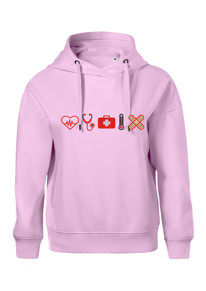 TWC On Duty Hoodie – Hanorac Dama cu Simboluri Medicale, Bumbac Premium