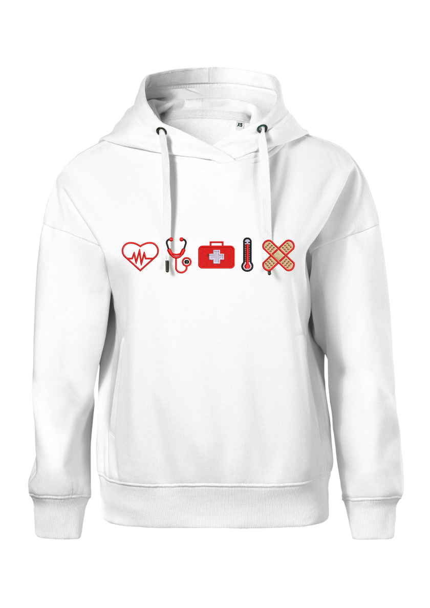 TWC On Duty Hoodie – Hanorac Dama cu Simboluri Medicale, Bumbac Premium
