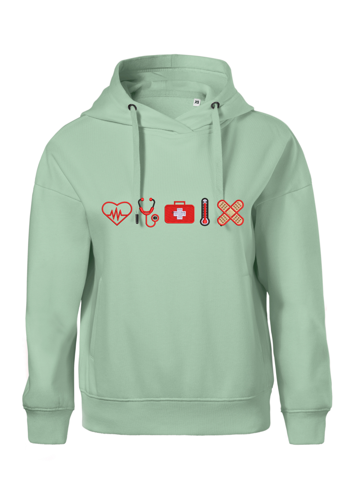 TWC On Duty Hoodie – Hanorac Dama cu Simboluri Medicale, Bumbac Premium