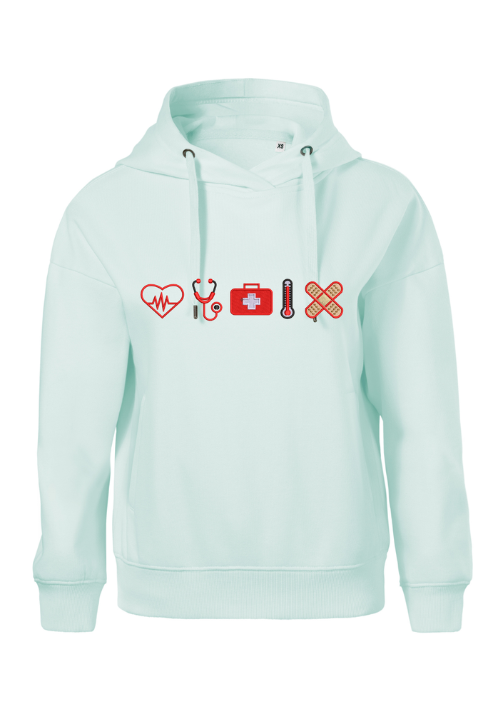 TWC On Duty Hoodie – Hanorac Dama cu Simboluri Medicale, Bumbac Premium