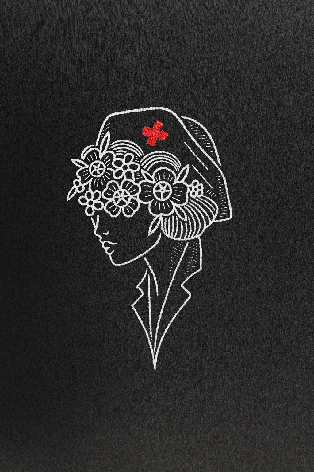 Broderie pentru uniforme medicale „Nurse Floral Profile” – Design elegant si profesional